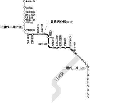 2017年6月开通 2号线一期西北段 